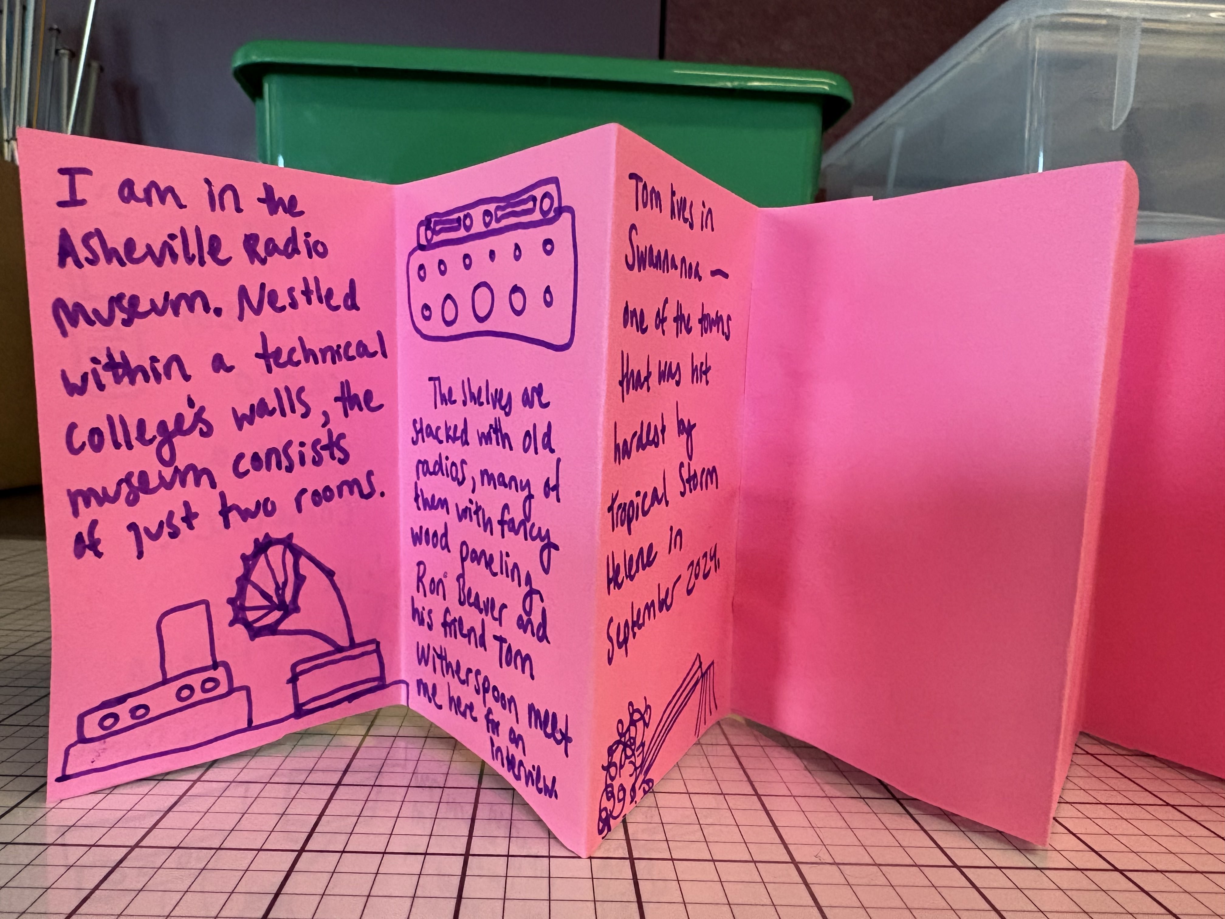 a half finished accordion book about Hamm radio
